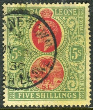 Sierra Leone - 1927 5/ - Red & Green/yellow.  A Fine Example Sg 145
