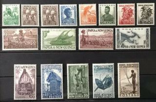 Papua & Guinea - 1952 Definitive Set Of 16 Stamps,  Sg 1 - 15,  6a,  Mnh