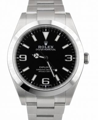 2019 Unpolished Rolex Explorer I Black 3 - 6 - 9 Full Lume 39mm 214270 Steel Watch