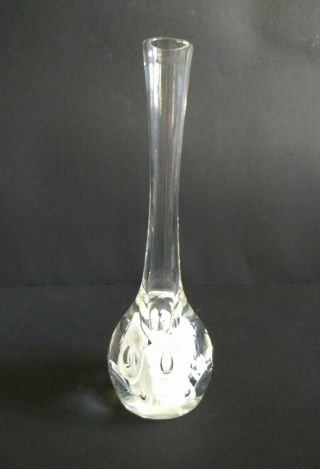 Zimmerman Art Glass Bud Vase Paperweight Controlled Bubble White Glass Indiana