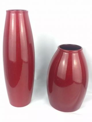 Scheurich Vase,  Red,  Porcelain,  Made In Germany 629 - 18,  629 - 27 2