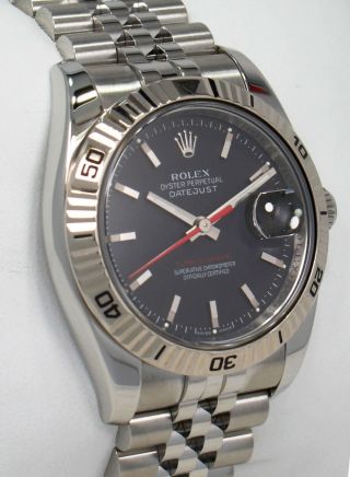 Rolex Datejust 116264 Turn - O - Graph Black Dial 18k White Gold Bezel Watch