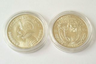 Panama 1962 1/2 Balboa Spanish Conquistador Silver Coin Gem Bu