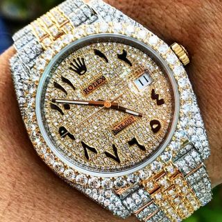 Natural Diamond 18k Gold Steel Rolex Datejust 41 41mm Mens Watch