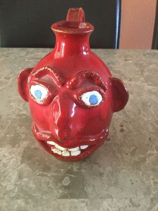 Southern Pottery Ugly Face Jug - Signed - Decorative Folk Art