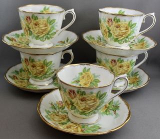 Set Of 5 Royal Albert Teacups & Saucers - “tea Rose " 23