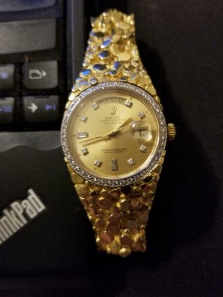 Rolex Presidential Nugget Watch 18k Yellow Gold With Diamond Bezel