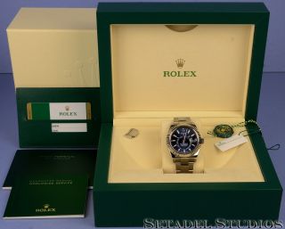 Rolex 326934 Sky Dweller Stainless Steel 18k Gold Bezel Blue Dial Watch Complete