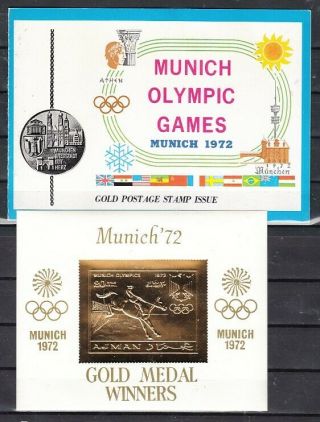 Ajman,  Mi Cat.  963,  Bl292.  Olympics,  Equestrian,  Gold Foil S/s,  Souvenir Folder.