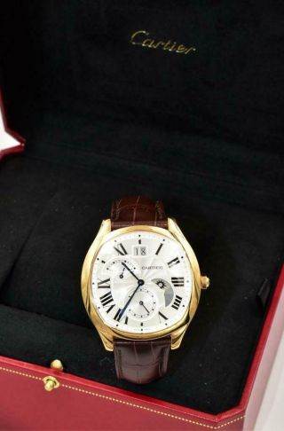 Fine Cartier Drive De Cartier 18k Rose Gold Wristwatch And Papers