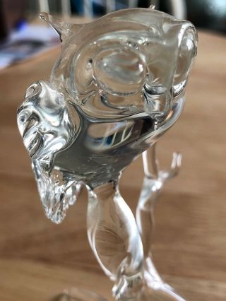 VINTAGE MURANO ART GLASS BARN OWL ON A BRANCH FIGURINE MINI SCULPTURE 3