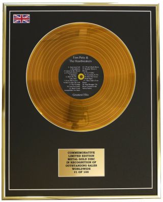 Tom Petty - Greatest Hits Metal Gold Record Display Commemorative Ltd Edition