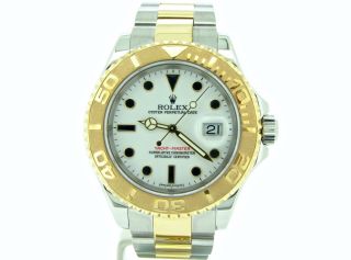 Rolex Yacht Master Mens 18k Yellow Gold & Stainless Steel Watch White Dial 16623 2