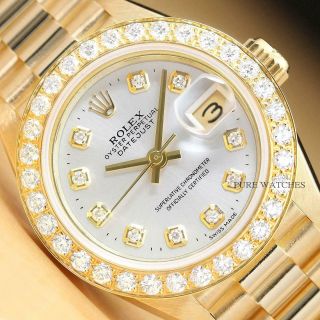 Rolex Ladies President Quickset 18k Yellow Gold Diamond Watch & Rolex Bracelet