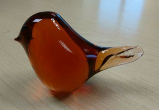 Vintage Wedgwood Glass Large Amber Bird Paperweight By Ronald Stennett - Wilson