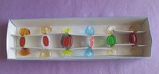 Murano Art Glass Candy Set Of 6 Vintage Italy All With Labels Very Rare