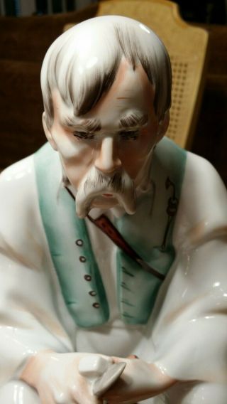 Zsolnay Hungary Porcelain Large Male Wood Carve / Whittier