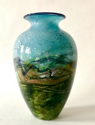 Jonathan Harris Ironbridge Horizon Studio Art Glass Vase.  Isle of Wight Int.  A/F 3