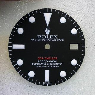 Rolex Single Double Red Sea Dweller Mark Vi 1665 Luminova Dial Only