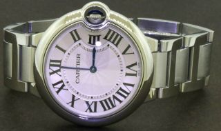 Cartier Ballon Bleu 3005 Elegant Ss Quartz Ladies Watch W/ Guilloche Dial