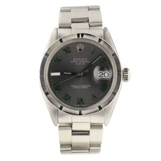 Rolex Date 34 Mm Wimbledon Dial Steel Oyster Watch 1501 Circa 1972