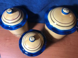 Welcome Home 3 canister Set w/ lid 10.  5 
