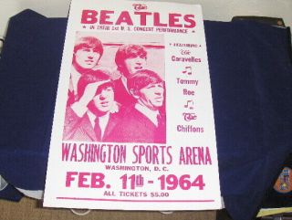 Vintage 1964 1st Us Concert Beatles Washington Dc Poster Lobby Card