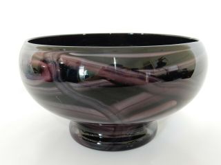 Antique Art Deco Dark Purple Swirl Cloud Glass Flower Vase Bowl Frog Davidson?