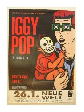 Iggy Pop Poster Surprised Man & Child With Mask Concert