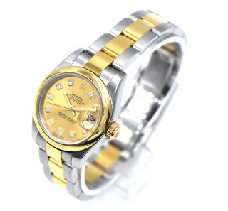 LADIES ROLEX DATEJUST 179163 WRISTWATCH DIAMOND DIAL 18K GOLD STAINLESS PAPERS 2
