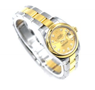 LADIES ROLEX DATEJUST 179163 WRISTWATCH DIAMOND DIAL 18K GOLD STAINLESS PAPERS 3
