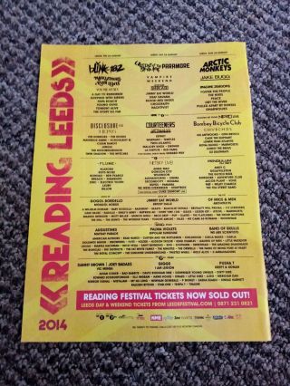 (tbebk122) Advert/poster 11x8 " Reading Leeds 2014 : Courteeners,  Arctic Monkeys