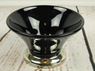 Vintage Art Deco Look Black Glass Silver - Plate Base Pedestal Bowl Dish 5 Inch