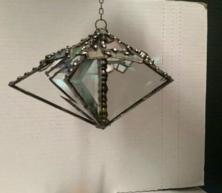 Beveled Glass Metal Folk Art Hanging Chime Sun Catcher Prism Garden Charm T37 2
