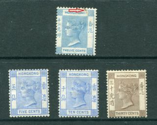 1865/91 China Hong Kong GB QV 4 x stamps Mounted M/M 2