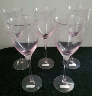 Noritake Royal Pierpont Pink Wine Glasses (5) Blown Glass Sticker