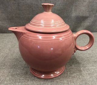 Vintage Fiestaware Rose Teapot Fiesta Retired Pink Large 44 Oz Tea Pot With Lid
