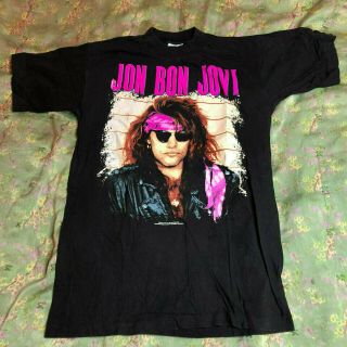 Vtg Jon Bon Jovi Blaze Of Glory T Shirt Tour Glam Heavy Metal Rock Concert Hair