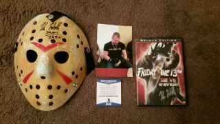 Friday The 13th Jason Vorhees Mask & Dvd Signed By Kane Hodder With Beckett