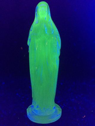 Blue Vaseline Glass Madonna Doll Uranium Catholic Religious Cobalt / Virgin Mary