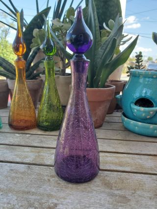 vintage blenko 920s decanter - purple green crackle - 9 