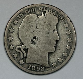 1892 - O Barber Half Dollar - Key Date,  Low Mintage,