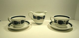 Arabia Of Finland Botnia Blue Two Cup And Saucer And Creamer