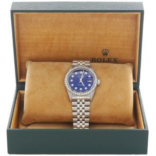 Mens Rolex 36mm DateJust Diamond Watch Jubilee Steel Band Custom Blue Dial 2 CT. 2