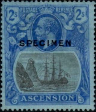 Ascension 1924 George V 2/ - Grey - Black & Blue/blue Specimen Sg.  19 No Gum