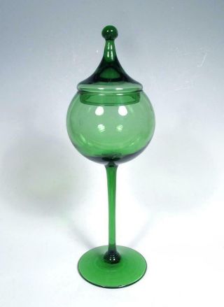Italian Empoli Tuscany Art Glass Mid Century Cased Circus Tent Apothecary Jar