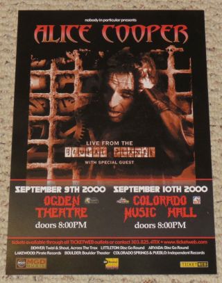 2000 Alice Cooper Concert Poster Brutal Planet Tour Denver Co