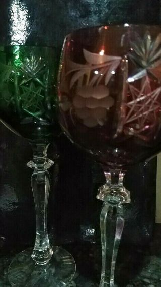 Dresden Cut Crystal Christmas Wine Glasses (2) Made In Germany