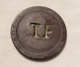 Tf Countermark Host 1797 British Large Penny Copper Coin