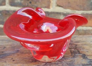 Murano Encased Ruby Red Glass,  Ashtray,  Bowl 1960 